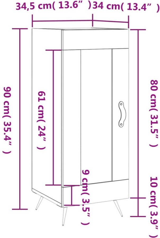 VidaXL -Dressoir-34 5x34x90-cm-bewerkt-hout-betongrijs - Foto 2