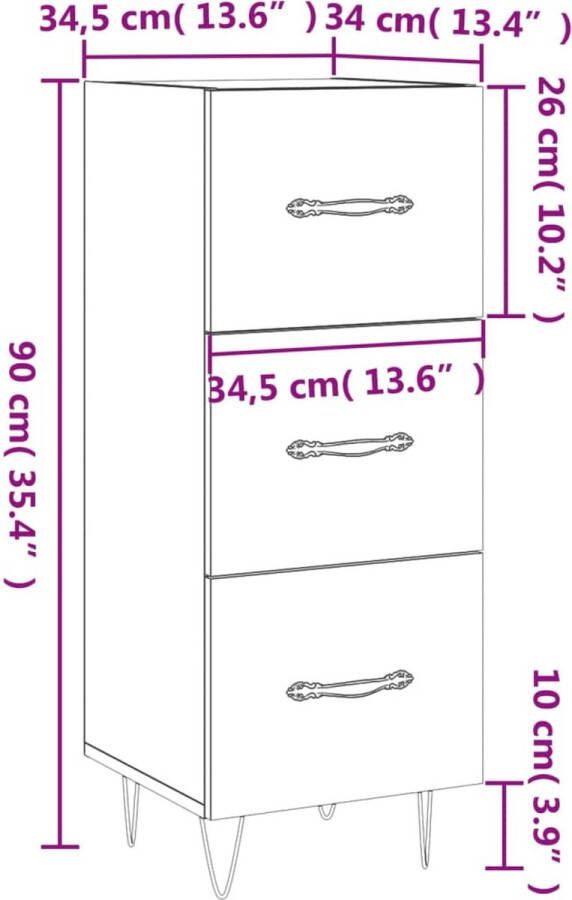 Prolenta Premium INFIORI Dressoir 34 5x34x90 cm bewerkt hout bruineikenkleurig - Foto 17