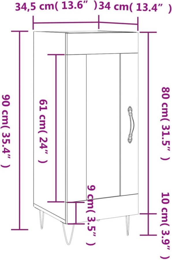 VidaXL -Dressoir-34 5x34x90-cm-bewerkt-hout-gerookt-eiken - Foto 6