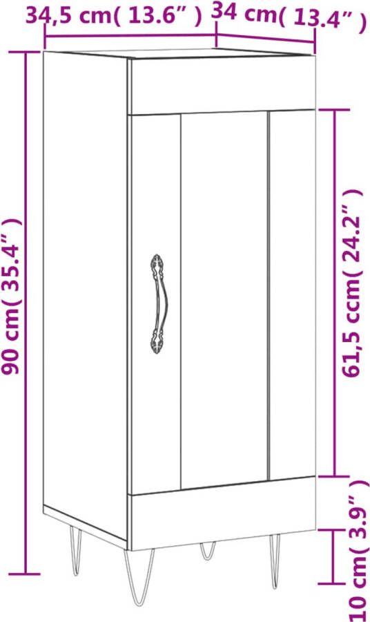 Prolenta Premium INFIORI Dressoir 34 5x34x90 cm bewerkt hout gerookt eiken - Foto 7