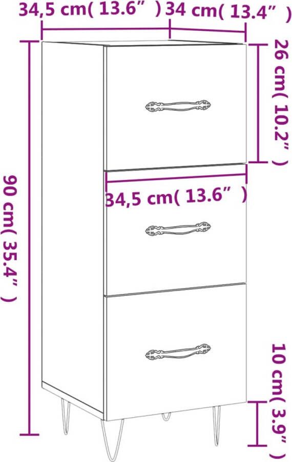 Prolenta Premium INFIORI Dressoir 34 5x34x90 cm bewerkt hout grijs sonoma eikenkleurig - Foto 13