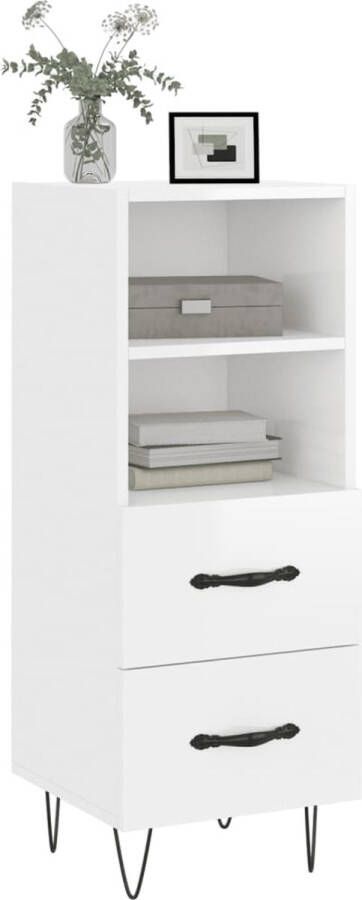 VidaXL -Dressoir-34 5x34x90-cm-bewerkt-hout-hoogglans-wit - Foto 12