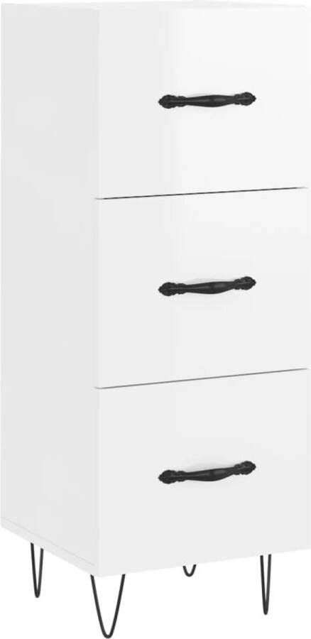 VidaXL -Dressoir-34 5x34x90-cm-bewerkt-hout-hoogglans-wit - Foto 15
