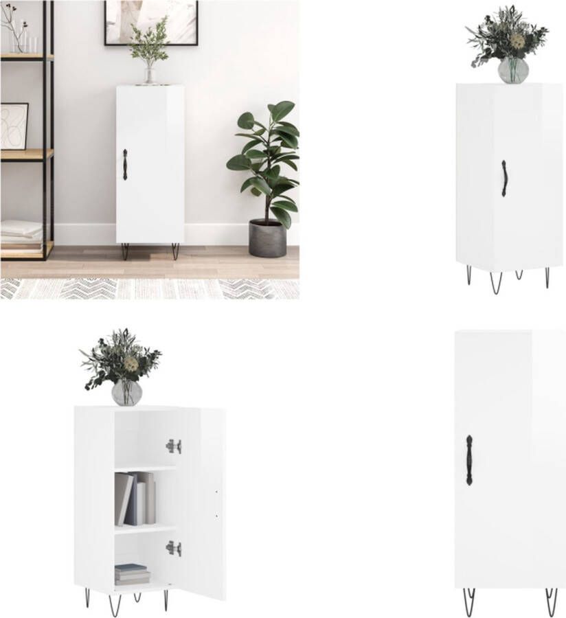 The Living Store Dressoir 34 5x34x90 cm bewerkt hout hoogglans wit Dressoir Commode Opbergmeubels Houten Meubelen Witte Meubels - Foto 20