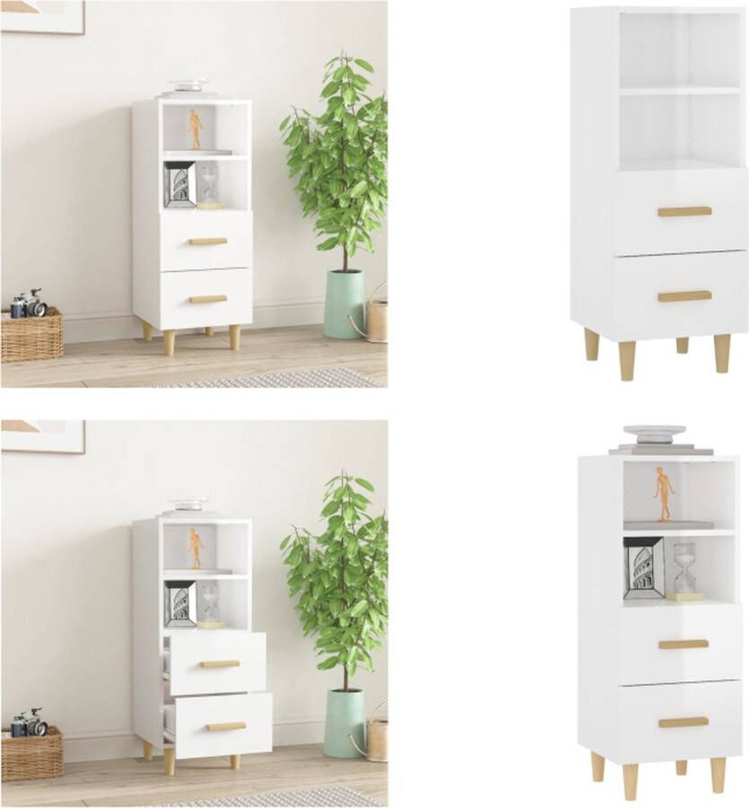 The Living Store Dressoir 34 5x34x90 cm bewerkt hout hoogglans wit Dressoir Commode Opbergmeubels Houten Meubelen Witte Meubels - Foto 18