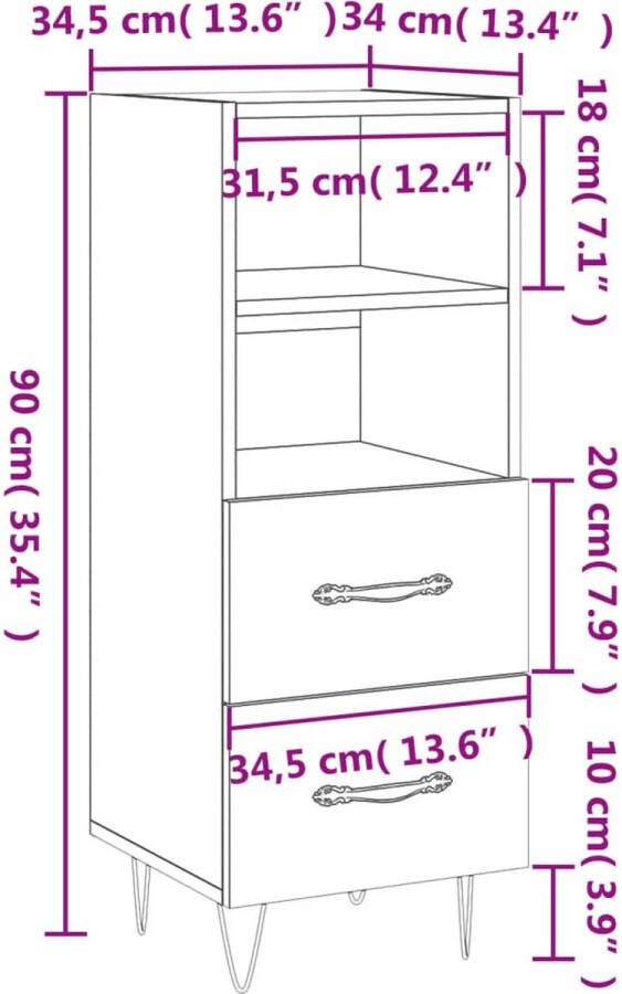 Prolenta Premium INFIORI Dressoir 34 5x34x90 cm bewerkt hout sonoma eiken - Foto 18