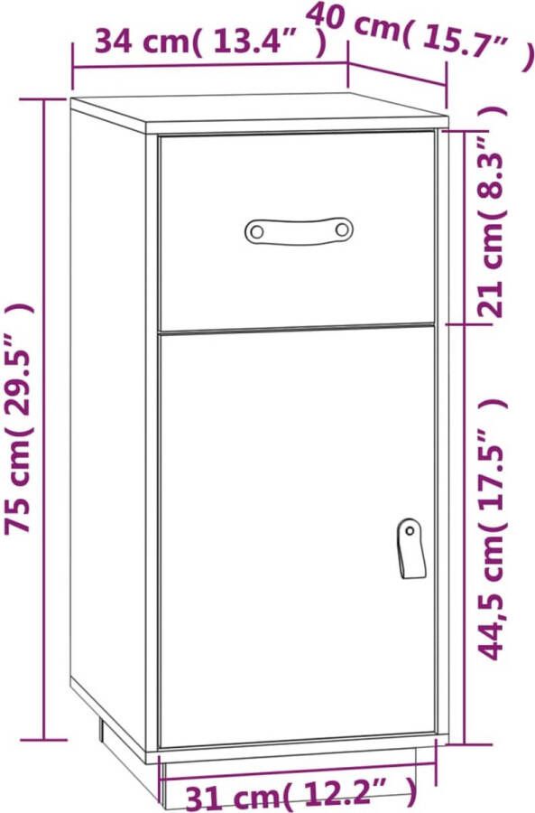 VidaXL -Dressoir-34x40x75-cm-massief-grenenhout - Foto 3