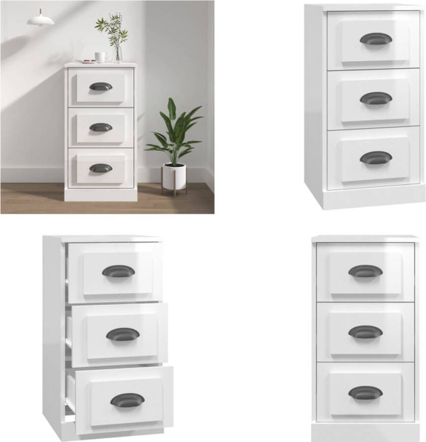 VidaXL Dressoir 36x35-5x67-5 cm bewerkt hout hoogglans wit Dressoir Dressoirs Kast Dressoirkast - Foto 2