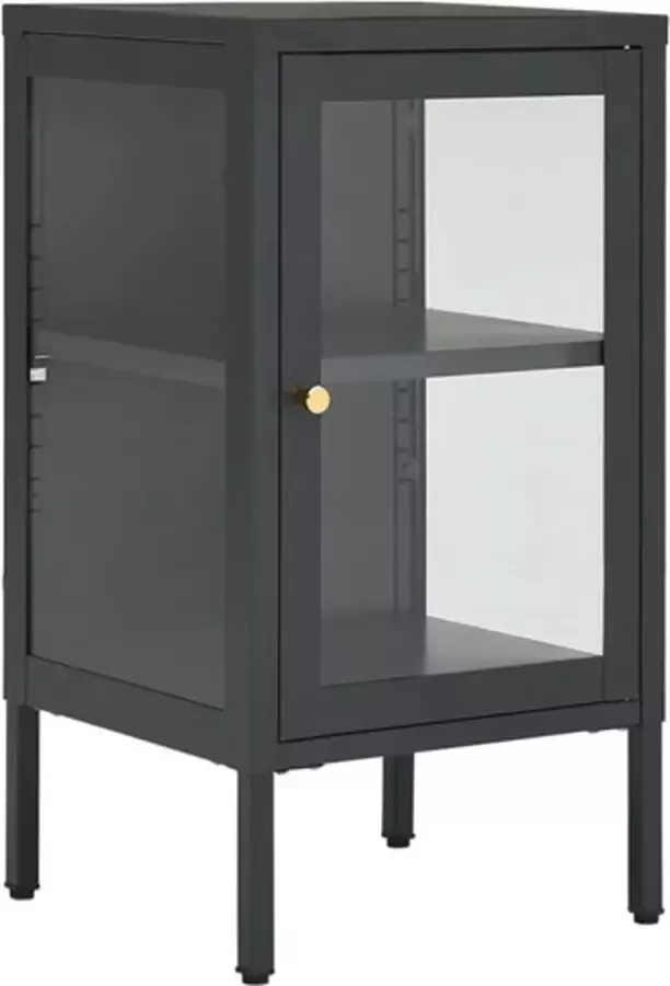 VidaXL -Dressoir-38x35x70-cm-staal-en-glas-antracietkleurig - Foto 3