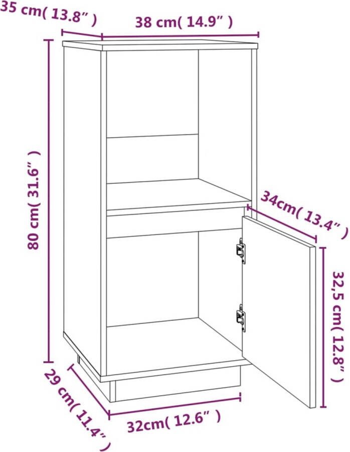 VidaXL -Dressoir-38x35x80-cm-massief-grenenhout - Foto 3