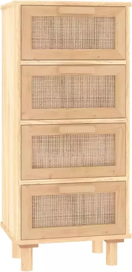 VidaXL -Dressoir-40x30x90-cm-massief-grenenhout-en-rattan-bruin - Foto 3