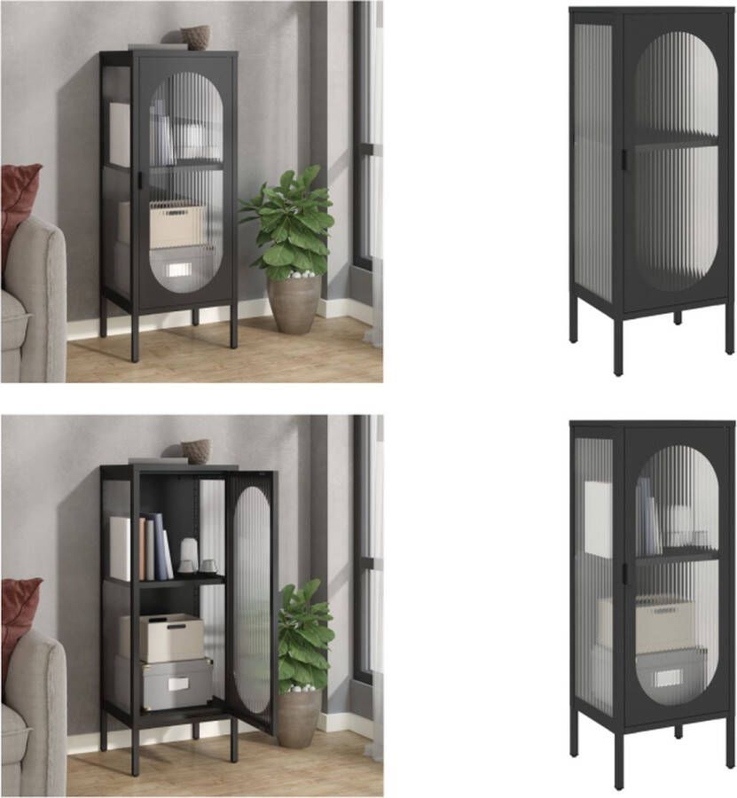VidaXL Dressoir 40x35x105 cm glas en staal zwart Dressoir Dressoirs Kast Wandkast
