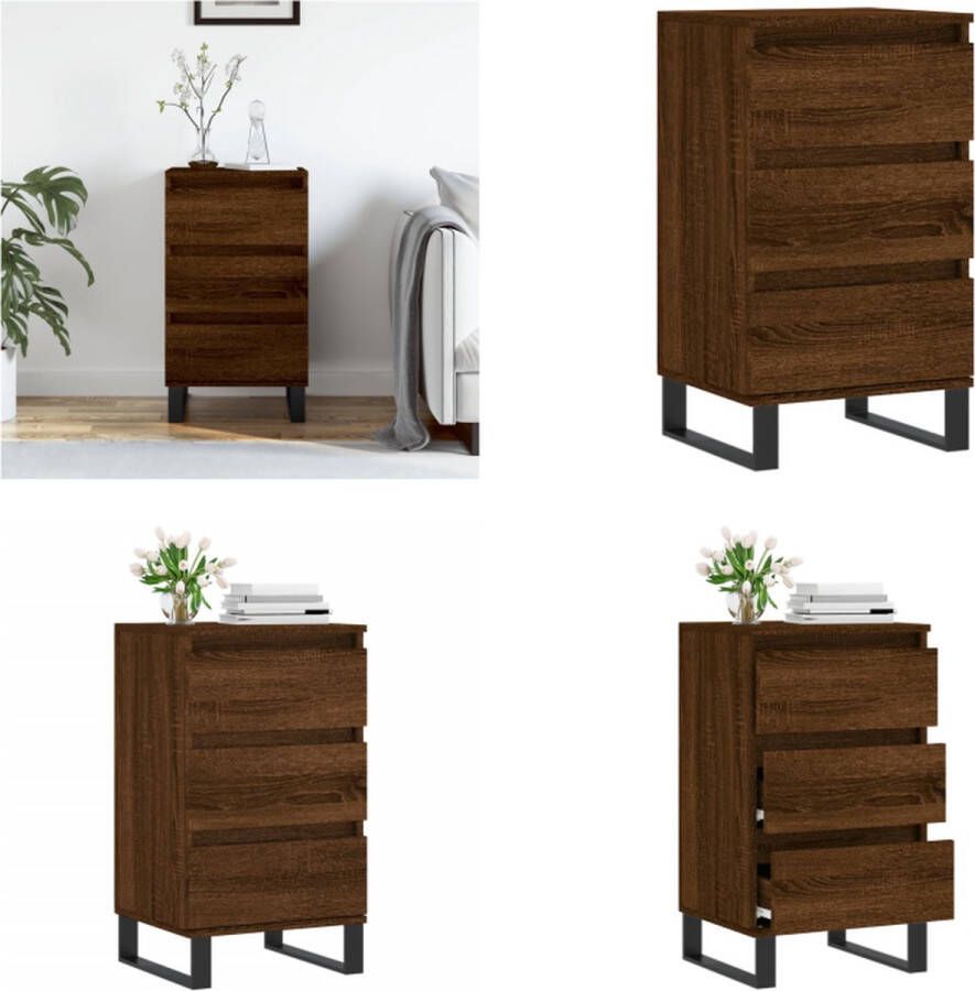 VidaXL Dressoir 40x35x70 cm bewerkt hout bruineikenkleurig Dressoir Dressoirs Kast Buffetkast - Foto 2
