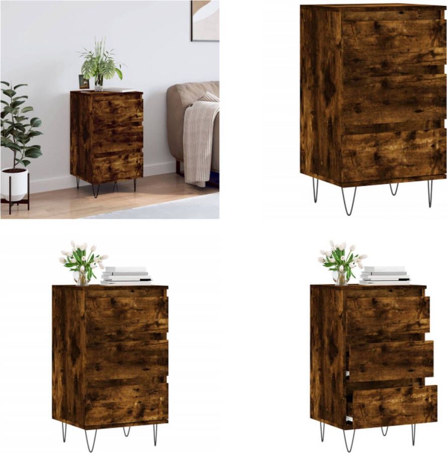 VidaXL Dressoir 40x35x70 cm bewerkt hout gerookt eikenkleurig Dressoir Dressoirs Kast Buffetkast