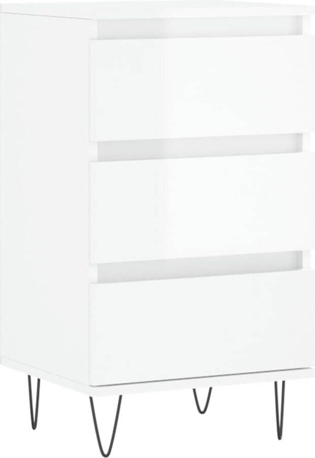VidaXL Dressoir Hoogglans Wit 40x35x70 cm Bewerkt Hout Dressoir Commode Opslagmeubel Woonaccessoires Badkamerinrichting - Foto 3