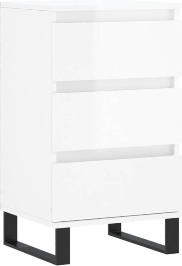 VidaXL Dressoir Hoogglans Wit 40x35x70 cm Bewerkt Hout Dressoir Commode Opslagmeubel Woonaccessoires Badkamerinrichting - Foto 2