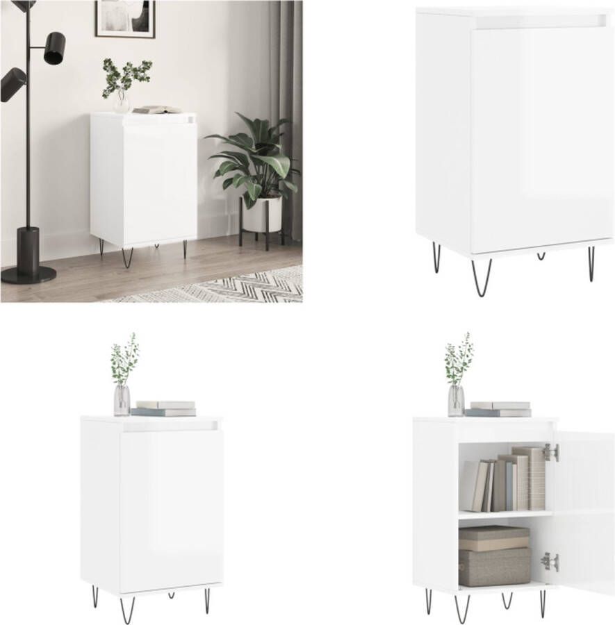 VidaXL Dressoir 40x35x70 cm bewerkt hout hoogglans wit Dressoir Dressoirs Kast Wandkast - Foto 2