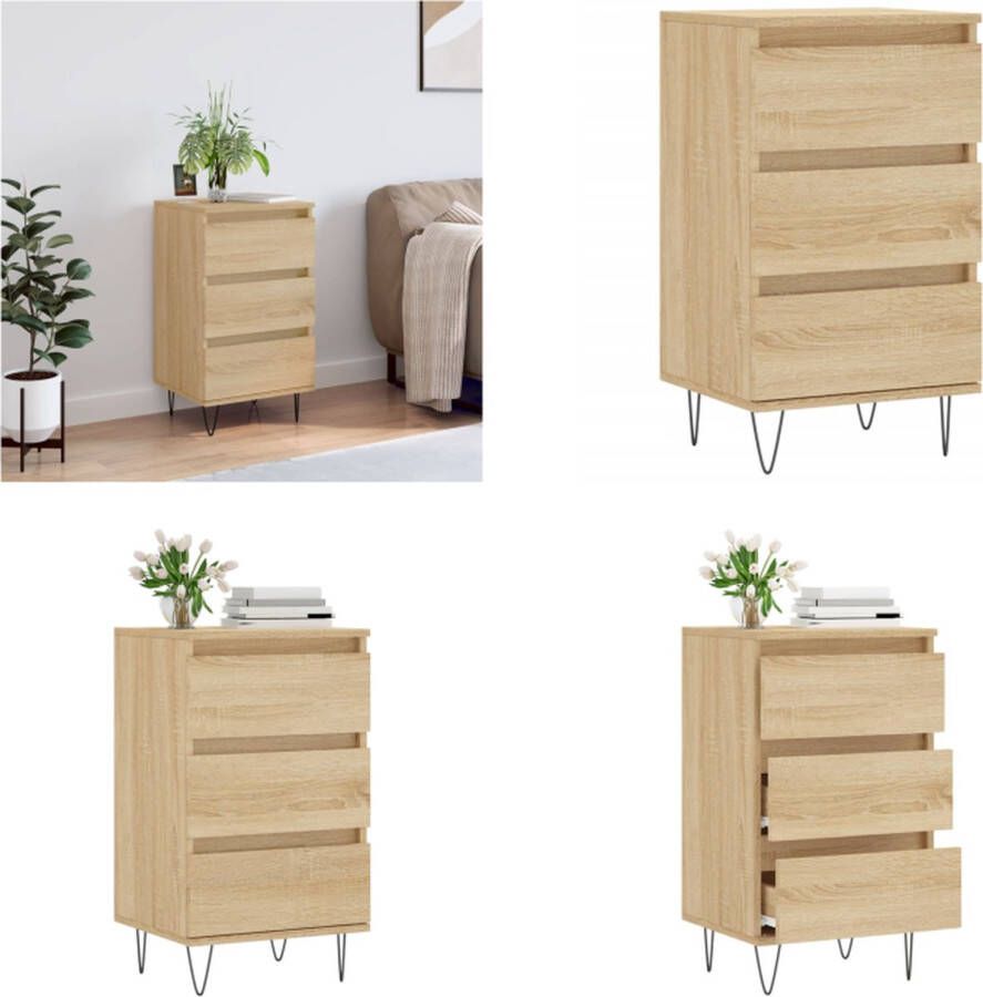 VidaXL Dressoir 40x35x70 cm bewerkt hout sonoma eikenkleurig Dressoir Dressoirs Kast Buffetkast - Foto 2