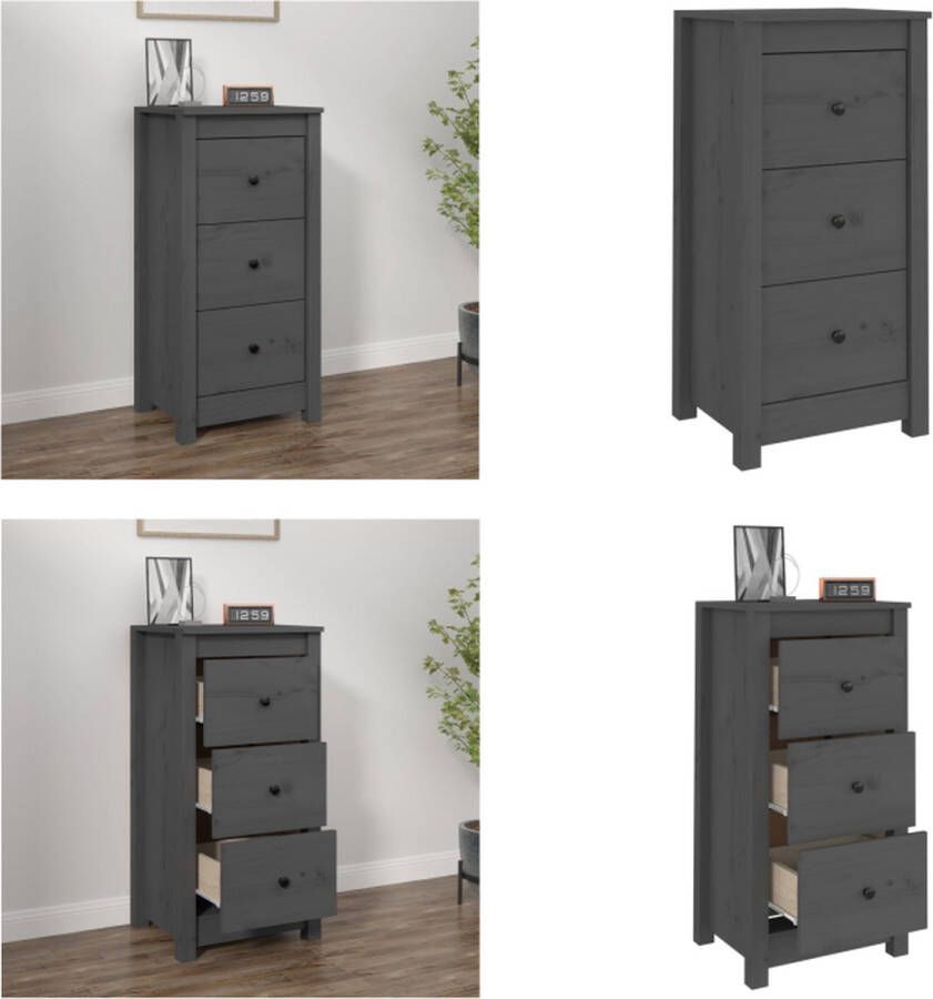 VidaXL Dressoir 40x35x80 cm massief grenenhout grijs Dressoir Dressoirs Kast Wandkast - Foto 3