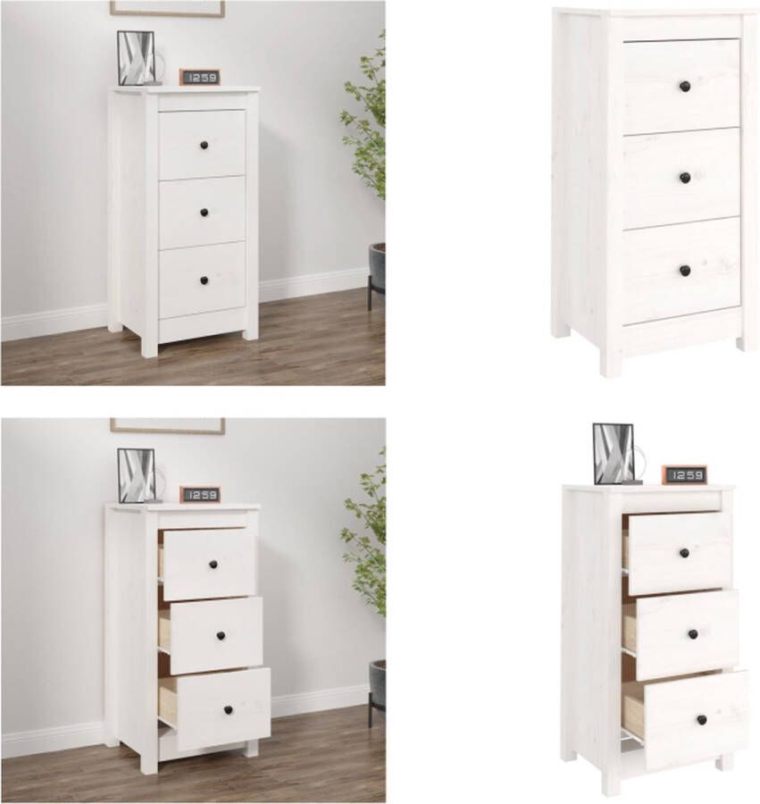 VidaXL Dressoir 40x35x80 cm massief grenenhout wit Dressoir Dressoirs Kast Wandkast - Foto 2