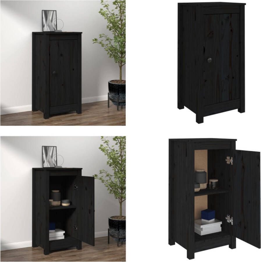 VidaXL Dressoir 40x35x80 cm massief grenenhout zwart Dressoir Dressoirs Kast Wandkast