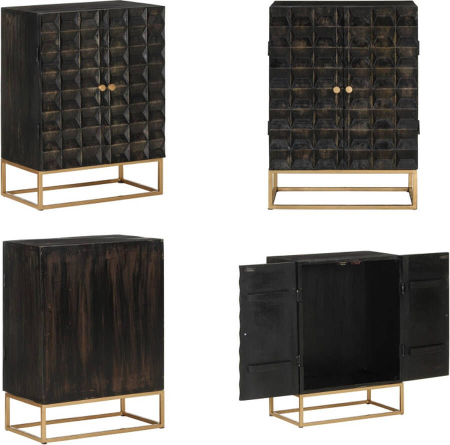 VidaXL Dressoir 55x34x75 cm massief mangohout en ijzer zwart Dressoir Dressoirs Kast Wandkast