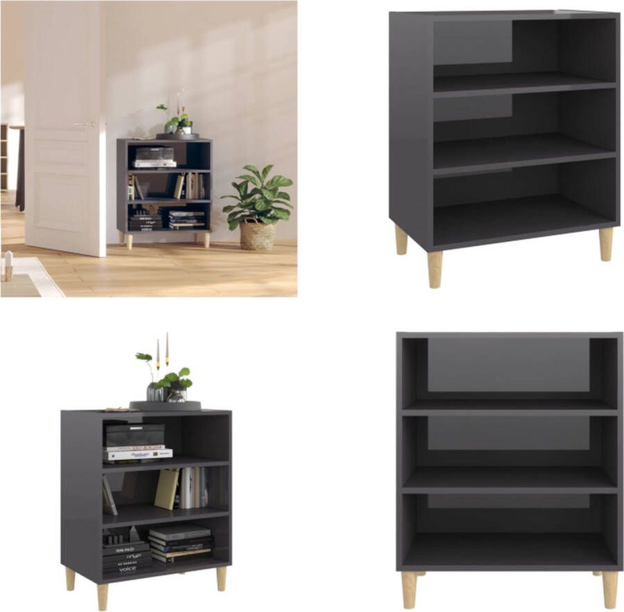 VidaXL Dressoir 57x35x70 cm bewerkt hout hoogglans grijs Dressoir Dressoirs Kast Kasten