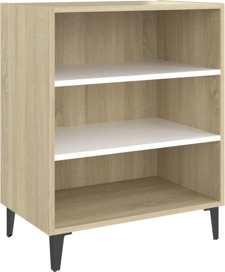 VidaXL Dressoir 57x35x70 cm bewerkt hout wit en sonoma eikenkleurig - Foto 1