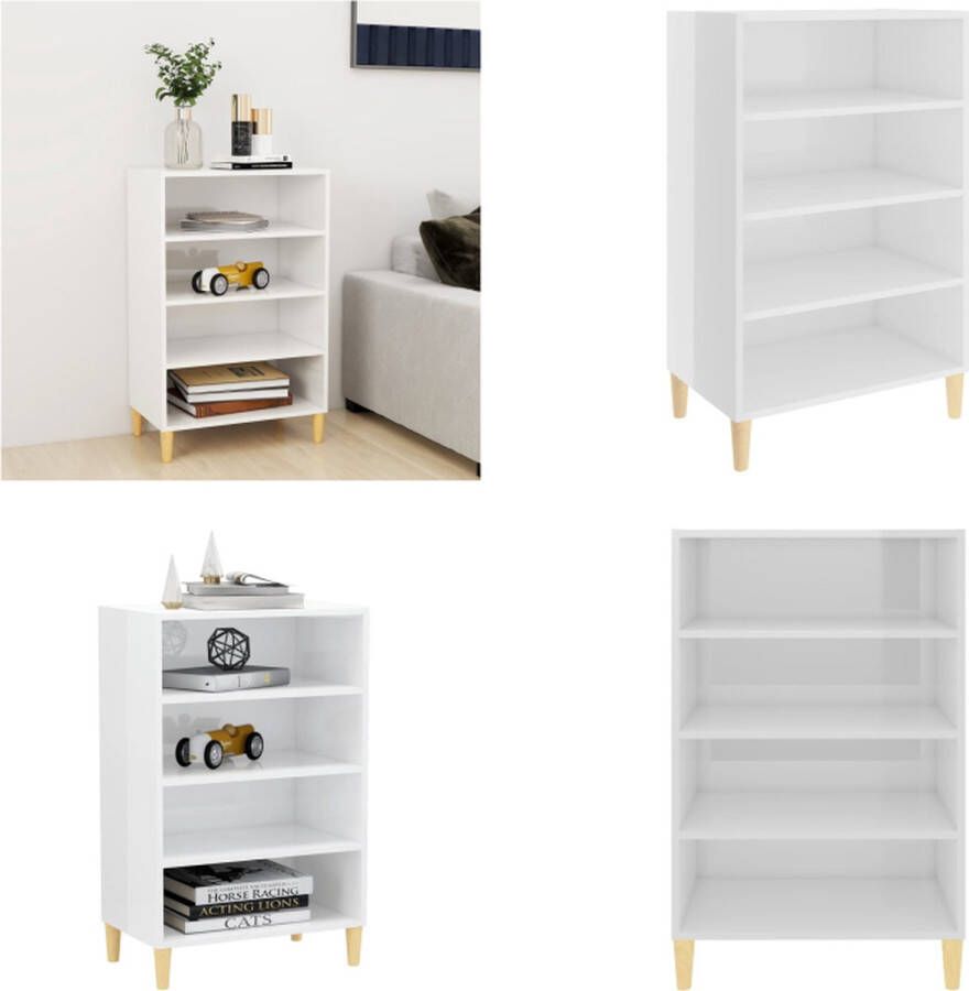 VidaXL Dressoir 57x35x90 cm spaanplaat hoogglans wit Dressoir Dressoirs Zijkast