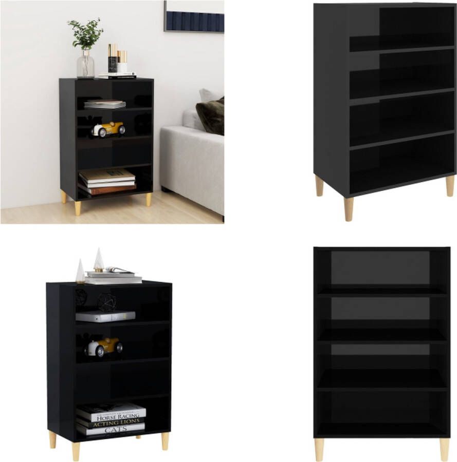 VidaXL Dressoir 57x35x90 cm spaanplaat hoogglans zwart Dressoir Dressoirs Zijkast