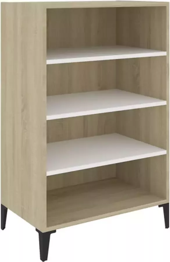 VidaXL -Dressoir-57x35x90-cm-bewerkt-hout-wit-en-sonoma-eikenkleurig - Foto 3