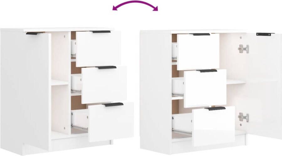 VidaXL -Dressoir-60x30x70-cm-bewerkt-hout-hoogglans-wit - Foto 2
