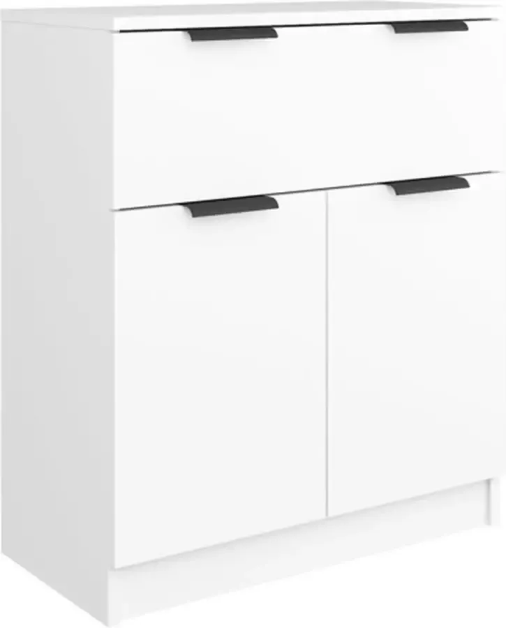 VidaXL Dressoir 60x30x70 cm Bewerkt hout Wit Dressoir Bijzettafel Houten Meubels Minimalistisch Design Wit Furniture - Foto 5