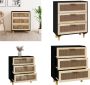 VidaXL Dressoir 60x30x70 cm massief grenen hout en rattan zwart Dressoir Dressoirs Kast Wandkast - Thumbnail 2