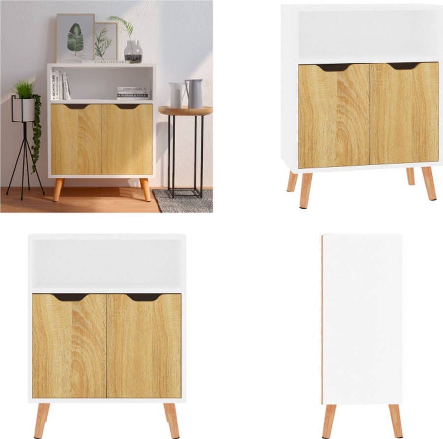 VidaXL Dressoir 60x30x72 cm spaanplaat wit en sonoma eikenkleurig Dressoir Dressoirs Kast Kasten