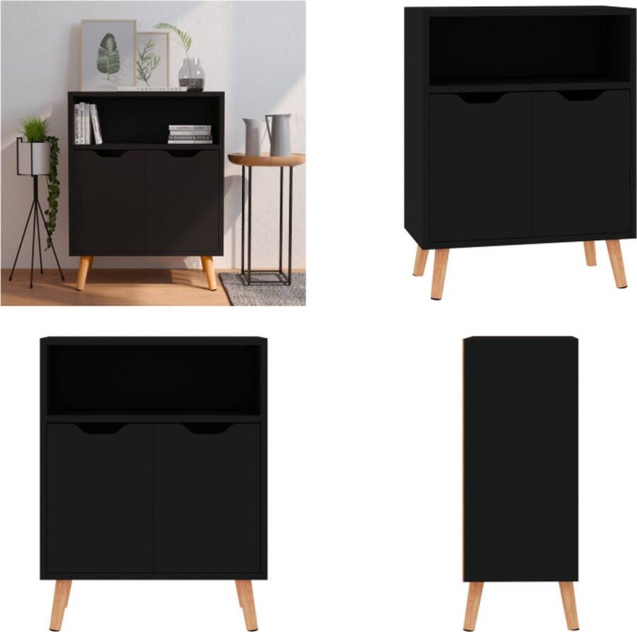 VidaXL Dressoir 60x30x72 cm bewerkt hout zwart Dressoir Dressoirs Kast Kasten - Foto 2