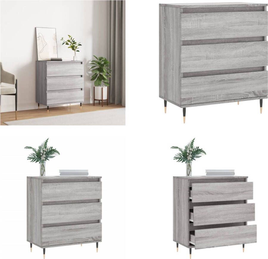 VidaXL Dressoir 60x30x75 cm bewerkt hout grijs sonoma eikenkleurig Dressoir Dressoirs Opbergkast Wandkast - Foto 4