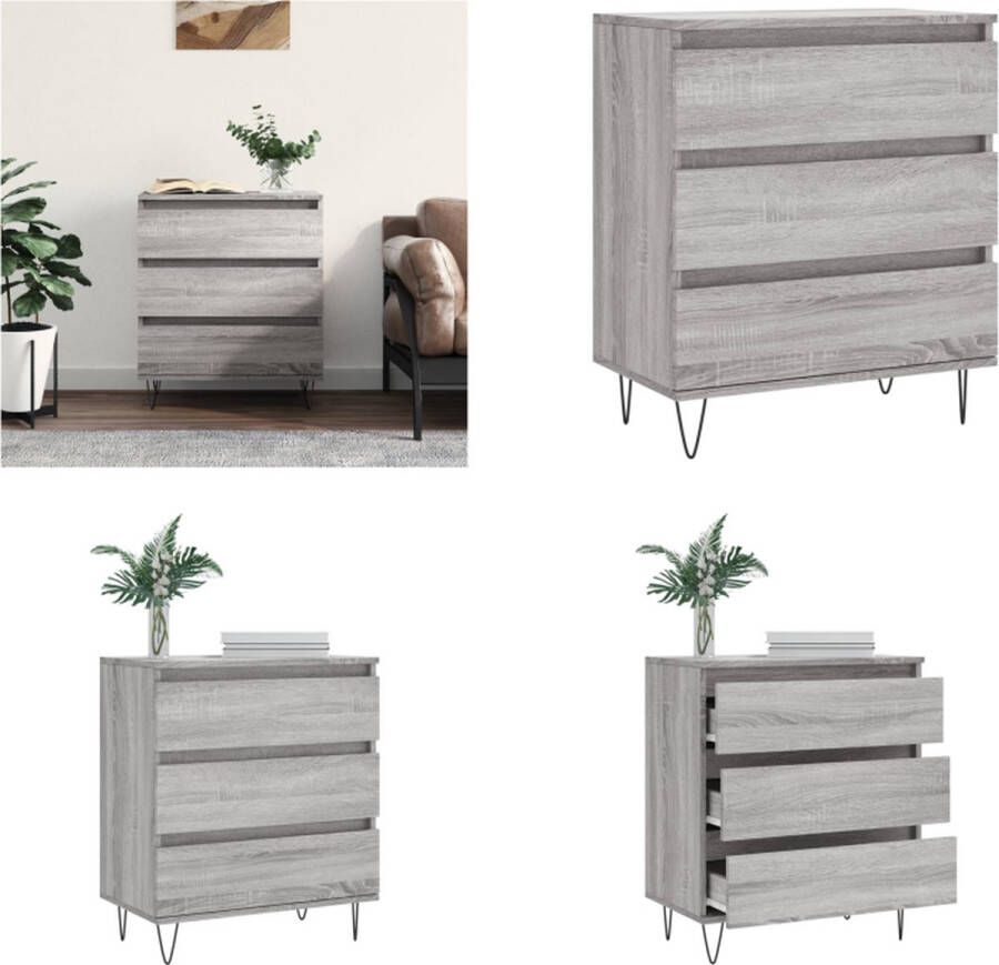 VidaXL Dressoir 60x30x75 cm bewerkt hout grijs sonoma eikenkleurig Dressoir Dressoirs Opbergkast Wandkast - Foto 3