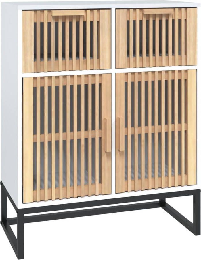 VidaXL Dressoir 60x30x75 cm Wit Hout & IJzer Dressoir Commode Opslagmeubilair Wit Dressoir Vintage Dressoir Landelijk Dressoir Salontafel Tv Tafel