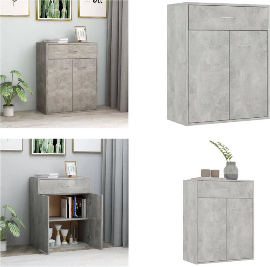 VidaXL Dressoir 60x30x75 cm bewerkt hout betongrijs Dressoir Dressoirs Zijkast Zijkasten