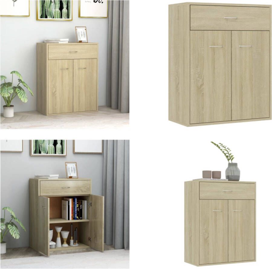 VidaXL Dressoir 60x30x75 cm bewerkt hout sonoma eikenkleurig Dressoir Dressoirs Zijkast Zijkasten
