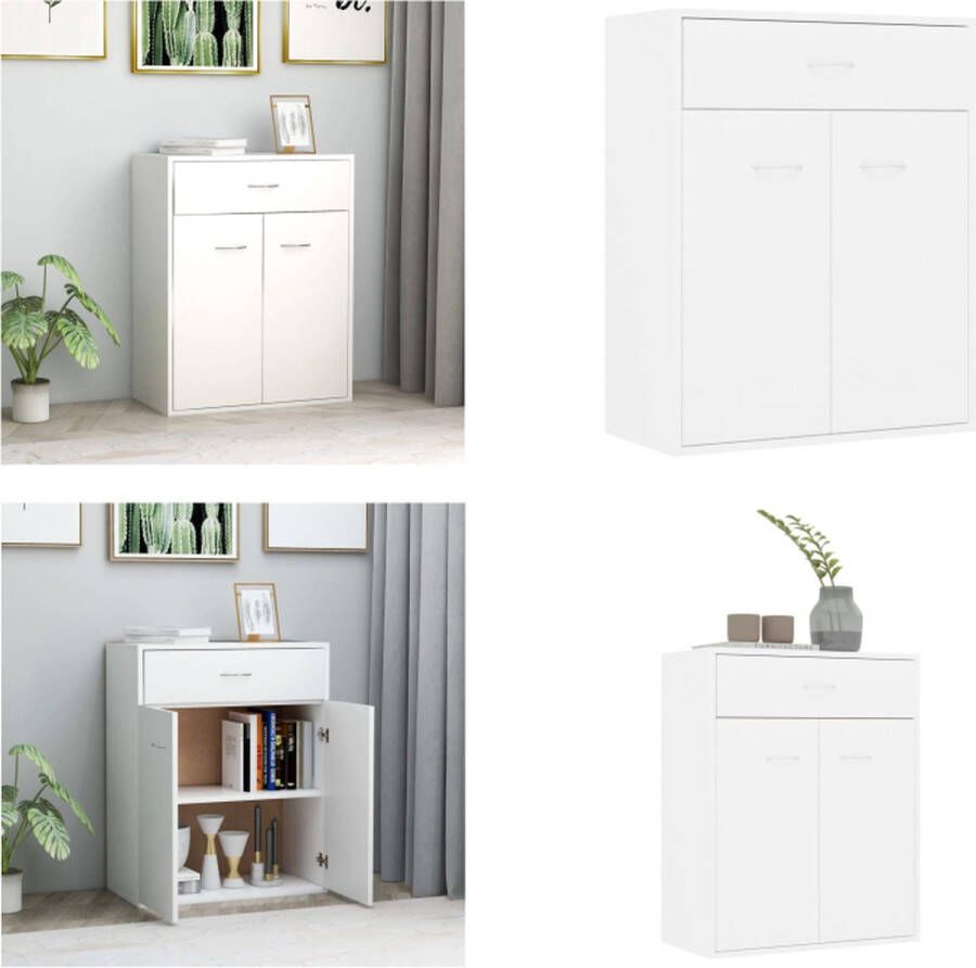 VidaXL Dressoir 60x30x75 cm bewerkt hout wit Dressoir Dressoirs Zijkast Zijkasten