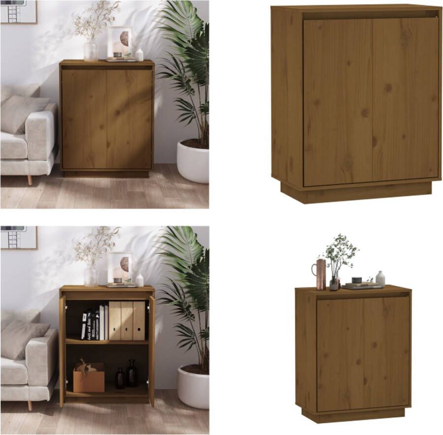 VidaXL Dressoir 60x34x75 cm massief grenenhout honingbruin Dressoir Dressoirs Buffetkast Opbergkast