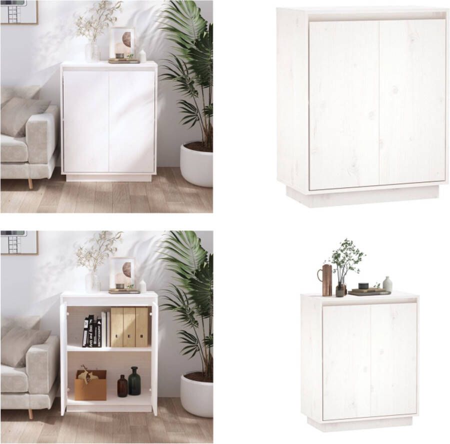 VidaXL Dressoir 60x34x75 cm massief grenenhout wit Dressoir Dressoirs Buffetkast Opbergkast - Foto 2