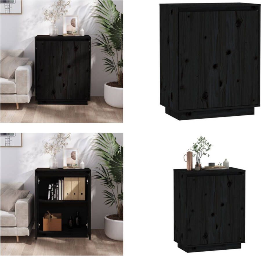 VidaXL Dressoir 60x34x75 cm massief grenenhout zwart Dressoir Dressoirs Buffetkast Opbergkast