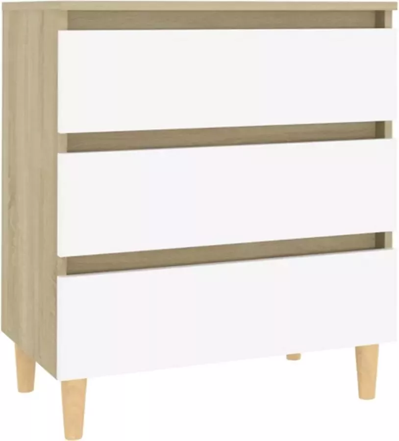 VIDAXL Dressoir 60x35x69 cm bewerkt hout wit en sonoma eikenkleurig - Foto 2