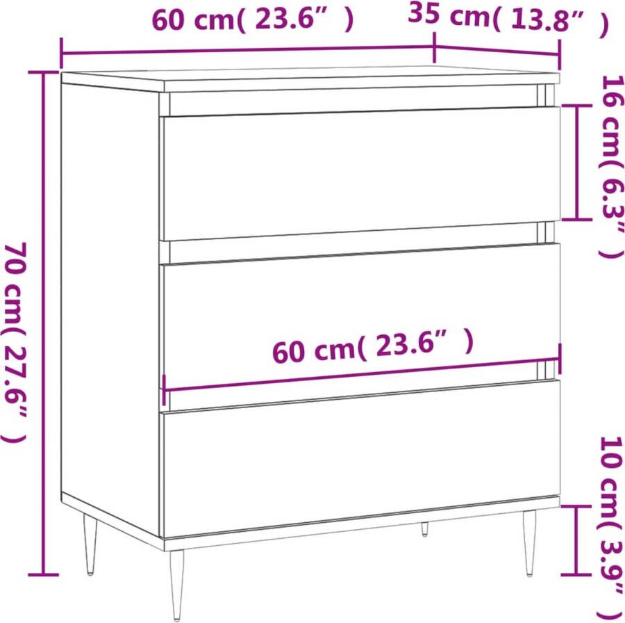 VidaXL -Dressoir-60x35x70-cm-bewerkt-hout-bruineikenkleurig - Foto 4