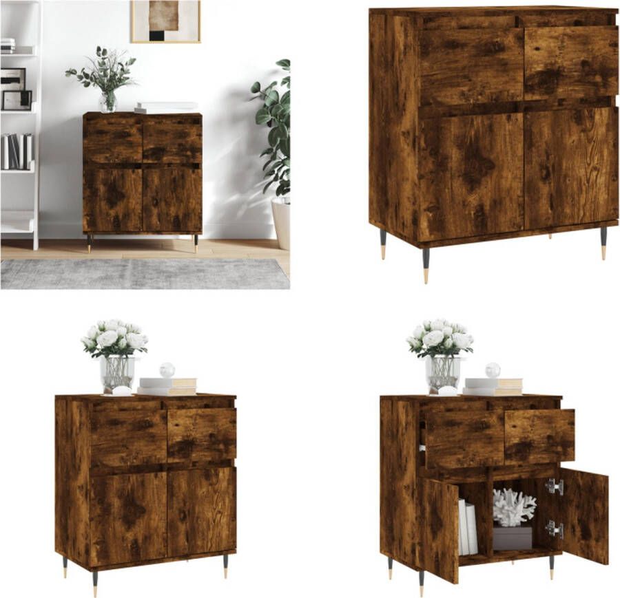 VidaXL Dressoir 60x35x70 cm bewerkt hout gerookt eikenkleurig Dressoir Dressoirs Opbergkast Buffet