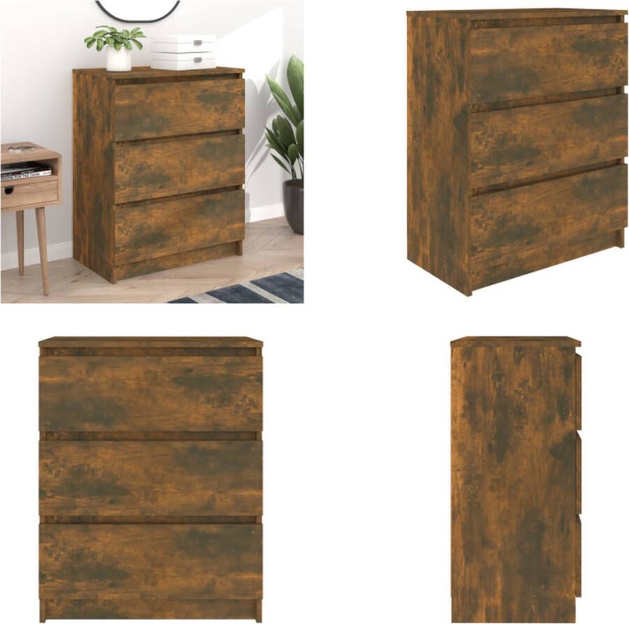 VidaXL Dressoir 60x35x76 cm bewerkt hout gerookt eikenkleurig Dressoir Dressoirs Kast Wandkast - Foto 2