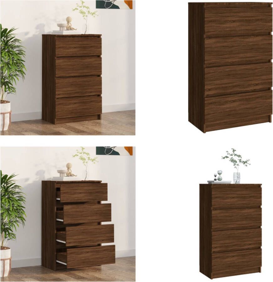 VidaXL Dressoir 60x35x98-5 cm bewerkt hout bruineikenkleurig Dressoir Dressoirs Kast Wandkast